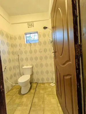a bathroom with a toilet and a window at Fly Africa Village 2 in Arusha